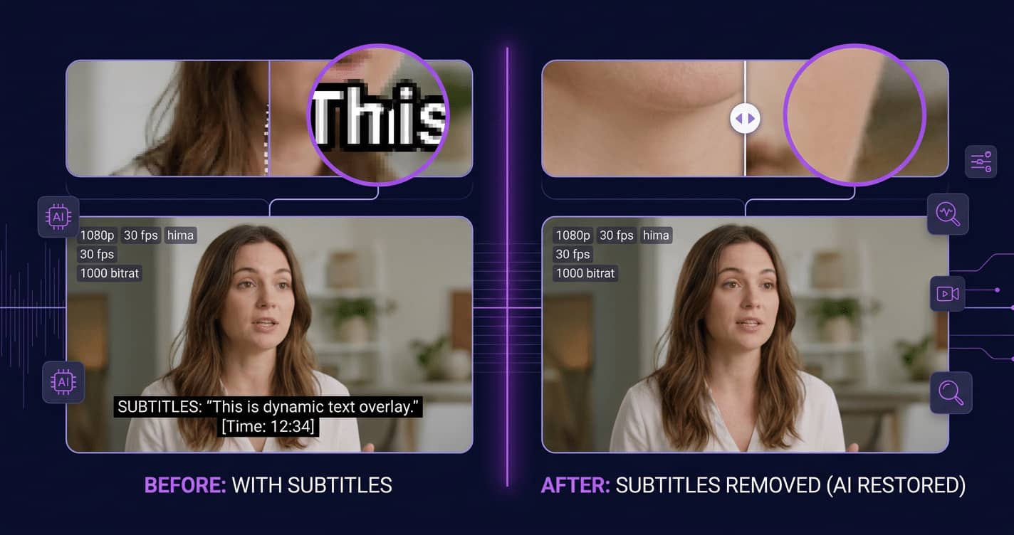 去字幕前后画质细节对比