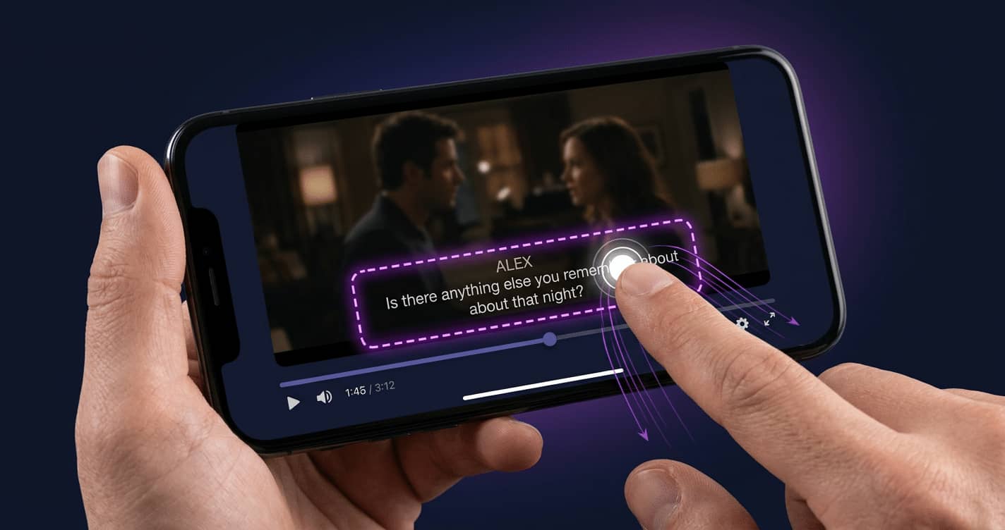 手机端手指框选字幕区域示意