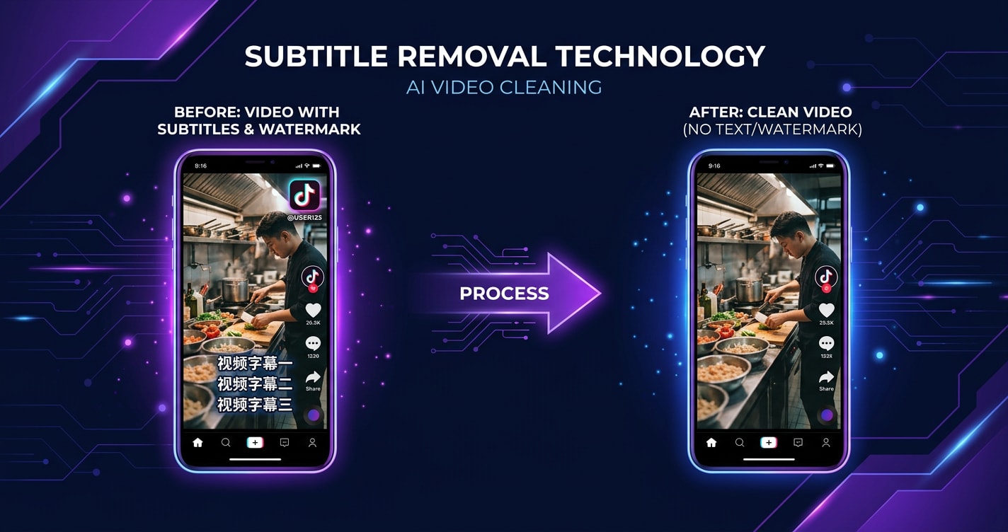 小红书B站去字幕前后效果对比